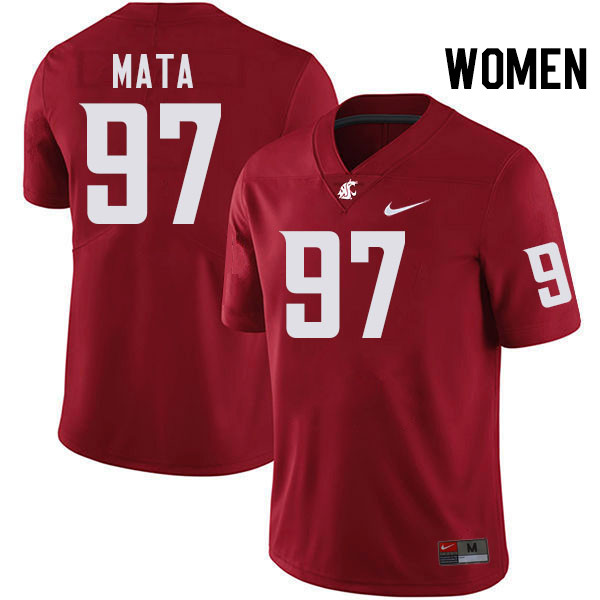 Women #97 Aden Mata Washington State Cougars College Football Jerseys Stitched-Crimson